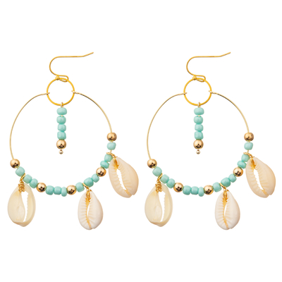 De rijstparels bengelen Leeswijzeroorringen om de Vrouwen van Parelshell enamel hoop earrings for