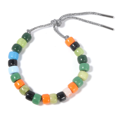 Groene mengsel gekleurde Forte-Parels regelbare Armband met shinny zilveren bundel