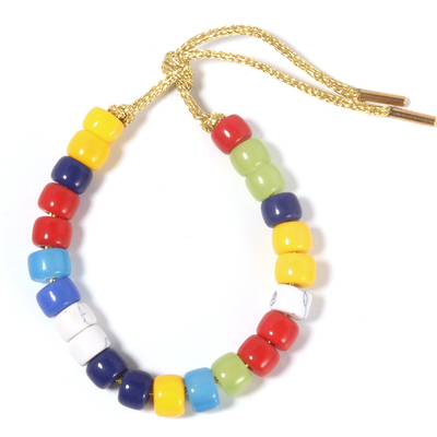 Van de de Regenboogkleur van manier Gele Glazen Heldere de Parelsarmband van Forte in de Gouden Nylon Bundel van Shinny