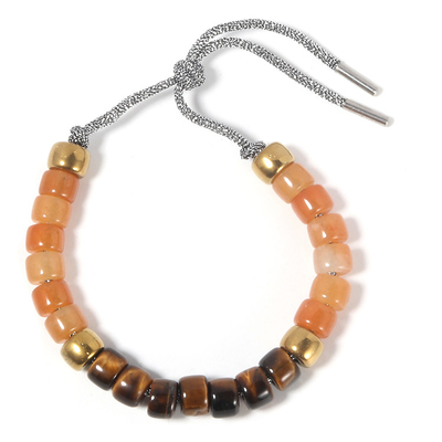 Bruin Tiger Eyes Stone met van de Parelsforte van 14k Gouden de Parelsarmband in Metaalstijl
