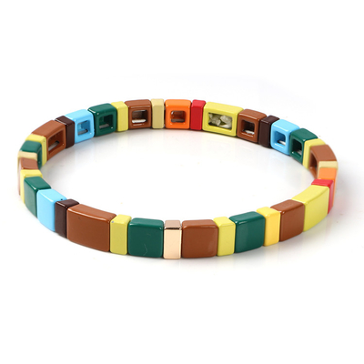 De Armband van de de Regenboogtegel van het metaalemail Met de hand gemaakte grootte voor Huwelijk
