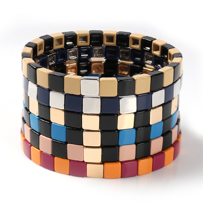 De geometrische Armband van de Emailtegel, Veelkleurige Rek Geparelde Armbanden