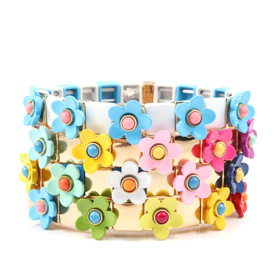 Van de de Tegelarmband van het rek de Elastische Email Kleur van de de Bloemblossing Geschilderde Lente