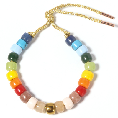 De Parelsarmband 8mm van regenboogforte Parels18k Echt Goud Geplateerd Messing