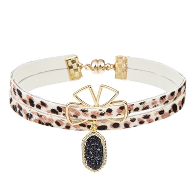 Van de de Armbandluipaard van het Boho Met de hand gemaakte Leer de Druktegenhanger voor Tienermeisje