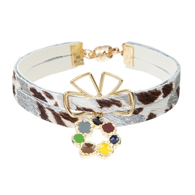 18.5cm van het Leerarmbanden van Paardehaarhandcrafted de Tendens Elegante Dierlijke Druk voor Partij