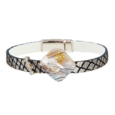 ODM Geen Armband Diamond Shell Charm For Boho Girl van het Parels Met de hand gemaakte Leer