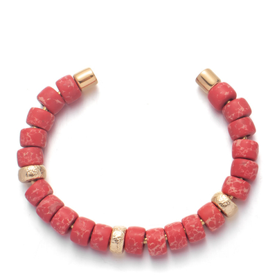 De Verwijderbare Armbanden van DIY met Echte Geplateerde Goud van de Parels het Rode Keizersteen 18k