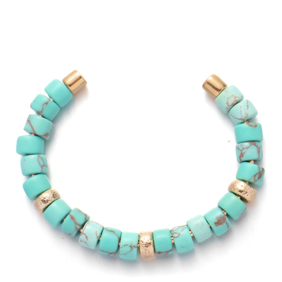 Geometrisch Turkoois Gepareld Geplateerd Armbanden Met de hand gemaakt 18k Echt Goud