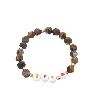 Kc-Armband van de Juwelen zag Elastische Geparelde Brief, 8mm Tiger Eye Stone Bracelet onder ogen