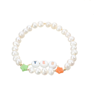 Ja Bouw van de de Armband15g dubbele Laag van de Woorden de Brief Geparelde Parel