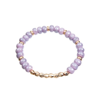 De gegalvaniseerde Lilac Purpere Met de hand gemaakte Parelsarmbanden, zagen Elastische 8mm Parelarmband onder ogen