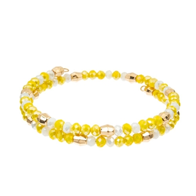 OEM Shinny Citroengeel Crystal Beads Bracelets de Armband van het 2 Laagmessing
