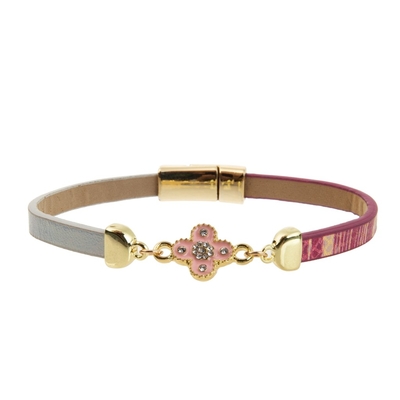 5mm Nikkel die Pu-de Armband van de Leerstrook met de Klavermagneten van het Legeringsemail bevrijden