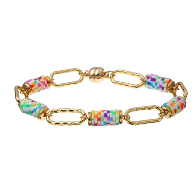 Van het Stuk Met de hand gemaakte Parels van regenboogpolyclay Armbanden 6mm met Gouden Kettingsmagneten