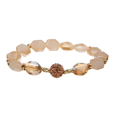 Licht Champagne Hexagon Crystal Beads Bracelets met Champagne Shambhala Ball