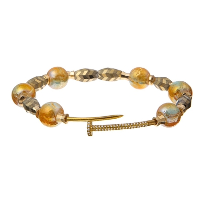 Donkere Gouden Shinny parelt Elastische Crystal Bracelets With Zircon Bayonet-Schakelaar