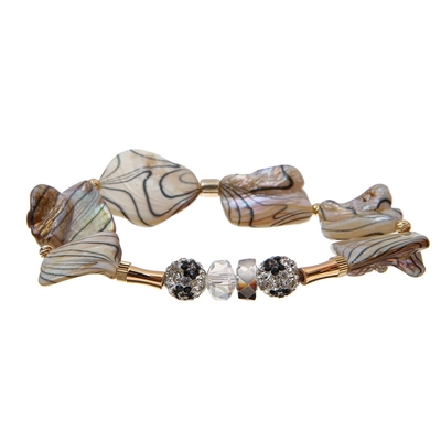 Shell Shambhala Ball Fort Beads-Armband met de Zwarte Gedrukte Textuur van de Watergolf