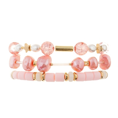 Parelde de Multi de Stapel Roze Kleur van Bohemen Elastische Armband voor de Zomermanier