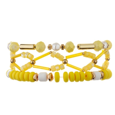 De geometrische Gouden de Handambacht van de Metaalbuis parelt Armband Geel Crystal Set