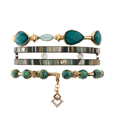Groene Vastgestelde de Lenteinzameling van de Kleuren Stapelbare Armband voor Elegante Vrouwen