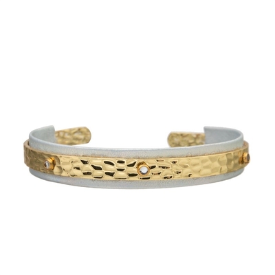 De Armband Open Inspirational Juwelen van vrouwengrey leather bracelet hammer metal