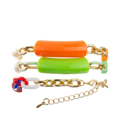 De bamboebar parelt Gouden Kettings Met de hand gemaakte Armband Kleurrijk voor Onafhankelijkheidsdag