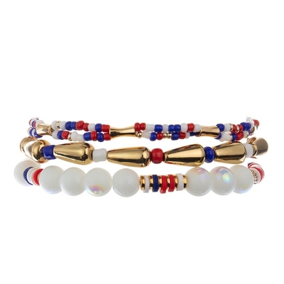 Van het Zaadparels van de onafhankelijkheidsdag Met de hand gemaakte de Armband Vastgestelde Elastische Kleurrijk