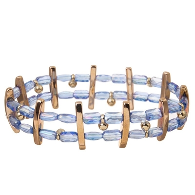 De blauwe Parel Elastisch Crystal Bracelets Dainty Stackable Handmade van het Glaszaad