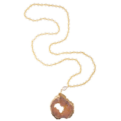 Oranje van de de Randtegenhanger van Druzy Gouden Veelkleurige Geparelde de Halsband Met de hand gemaakte Semi Kostbaar
