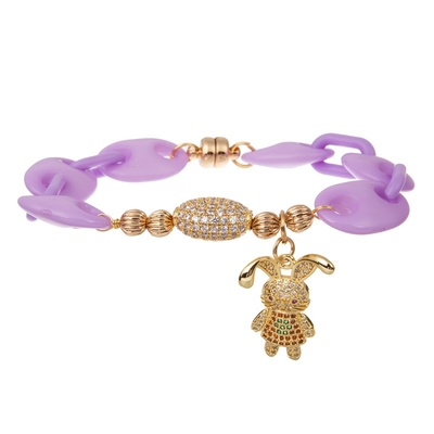 Gouden Zircon-Konijncharme Pasen Stapelbaar Gepareld Magnetisch Rod Bracelet For Woman