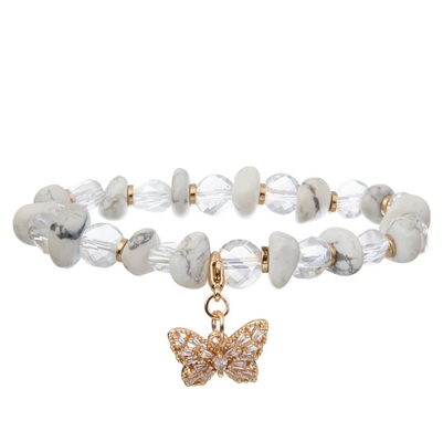 De Armband Met de hand gemaakte Transparant van glascrystal beads butterfly charm stackable