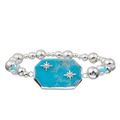 Het zilver speelt de Natuurlijke Turkooise Armband van de Bezorgdheidshulp mee