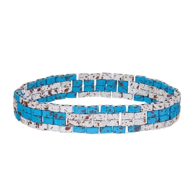 De blauwe Turkoois Geschilderde Tila-Armband van Parels Met de hand gemaakte Parels Regelbaar voor Vrouw