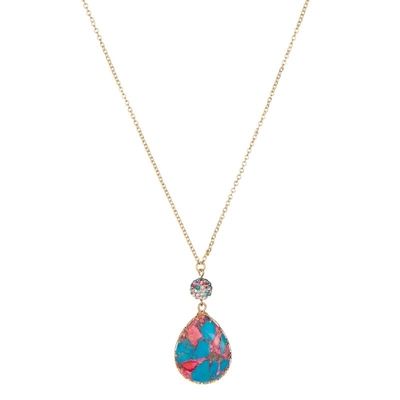 Turkooise Daling Gevormde de Halsband Met de hand gemaakte Veelkleurig van de Tegenhanger Gouden Ketting