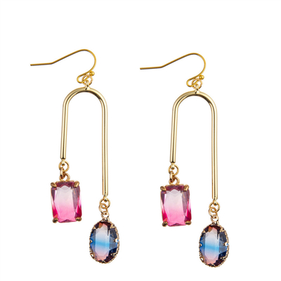 De multioorringen van de de Haakdaling van Kleurencrystal dangle earrings oval zircon