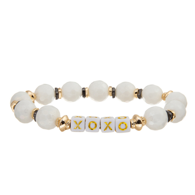 8mm Witte Gefacetteerde Parelsxoxo Armband voor Vrouwengiften