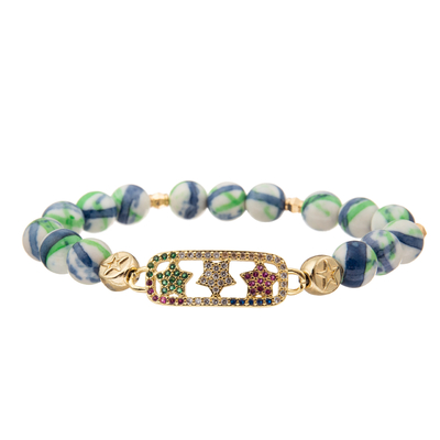 De aangepaste Kleurrijke Armbanden van Charme Met de hand gemaakte Parels met Goud Geplateerde Diamant