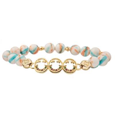 De aangepaste Kleurrijke Armbanden van Charme Met de hand gemaakte Parels met Goud Geplateerde Diamant