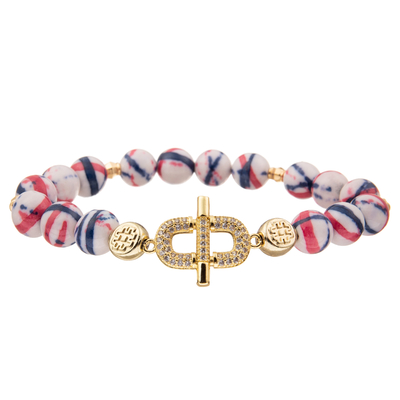 De aangepaste Kleurrijke Armbanden van Charme Met de hand gemaakte Parels met Goud Geplateerde Diamant