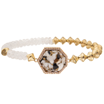 Armbanden van de Stijl de Met de hand gemaakte Parels van Bohemen met Regelmatige Zevenhoek Keizersteen