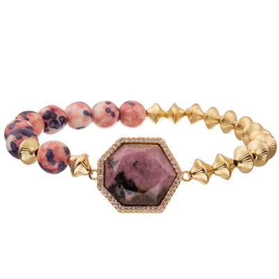 Armbanden van de Stijl de Met de hand gemaakte Parels van Bohemen met Regelmatige Zevenhoek Keizersteen