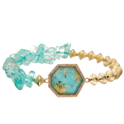 Armbanden van de Stijl de Met de hand gemaakte Parels van Bohemen met Regelmatige Zevenhoek Keizersteen