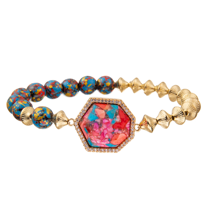 Armbanden van de Stijl de Met de hand gemaakte Parels van Bohemen met Regelmatige Zevenhoek Keizersteen