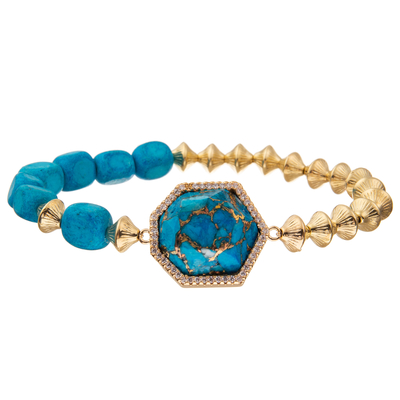 Armbanden van de Stijl de Met de hand gemaakte Parels van Bohemen met Regelmatige Zevenhoek Keizersteen