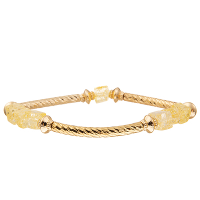 Het goud plateerde Gele Met de hand gemaakte Geparelde de Leeswijzerarmbanden van de Kettingsverbinding Geplaatst DIY-Charme voor Vrouwen