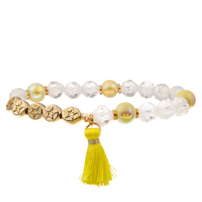 Het goud plateerde Gele Met de hand gemaakte Geparelde de Leeswijzerarmbanden van de Kettingsverbinding Geplaatst DIY-Charme voor Vrouwen