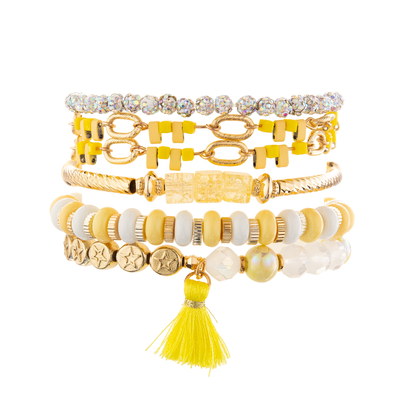 Het goud plateerde Gele Met de hand gemaakte Geparelde de Leeswijzerarmbanden van de Kettingsverbinding Geplaatst DIY-Charme voor Vrouwen