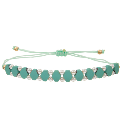 Crystal Glass Beads Metal Handmade-de Armbanden van de Kettingsverbinding met Hexagonaal Turkoois