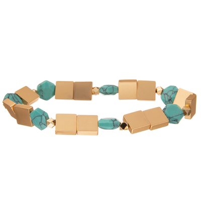 Crystal Glass Beads Metal Handmade-de Armbanden van de Kettingsverbinding met Hexagonaal Turkoois